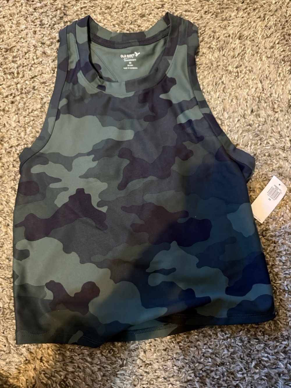 Old Navy Green and Navy Camouflage Athletic Tank